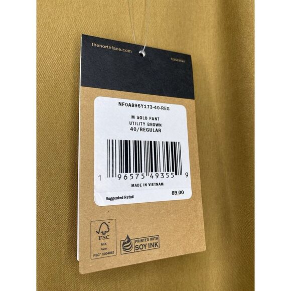 The North Face Mens Solo Pants Utility Brown Nylon Stretch‎ Size 40 UPF 40+ - Picture 2 of 8